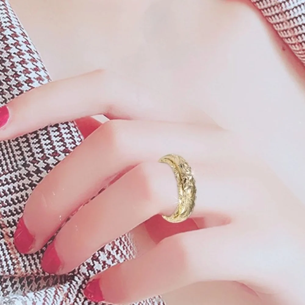 NWT 14K Gold Plated Suspended Carved Rose Flower Ring size 8 - Picture 3 of 4